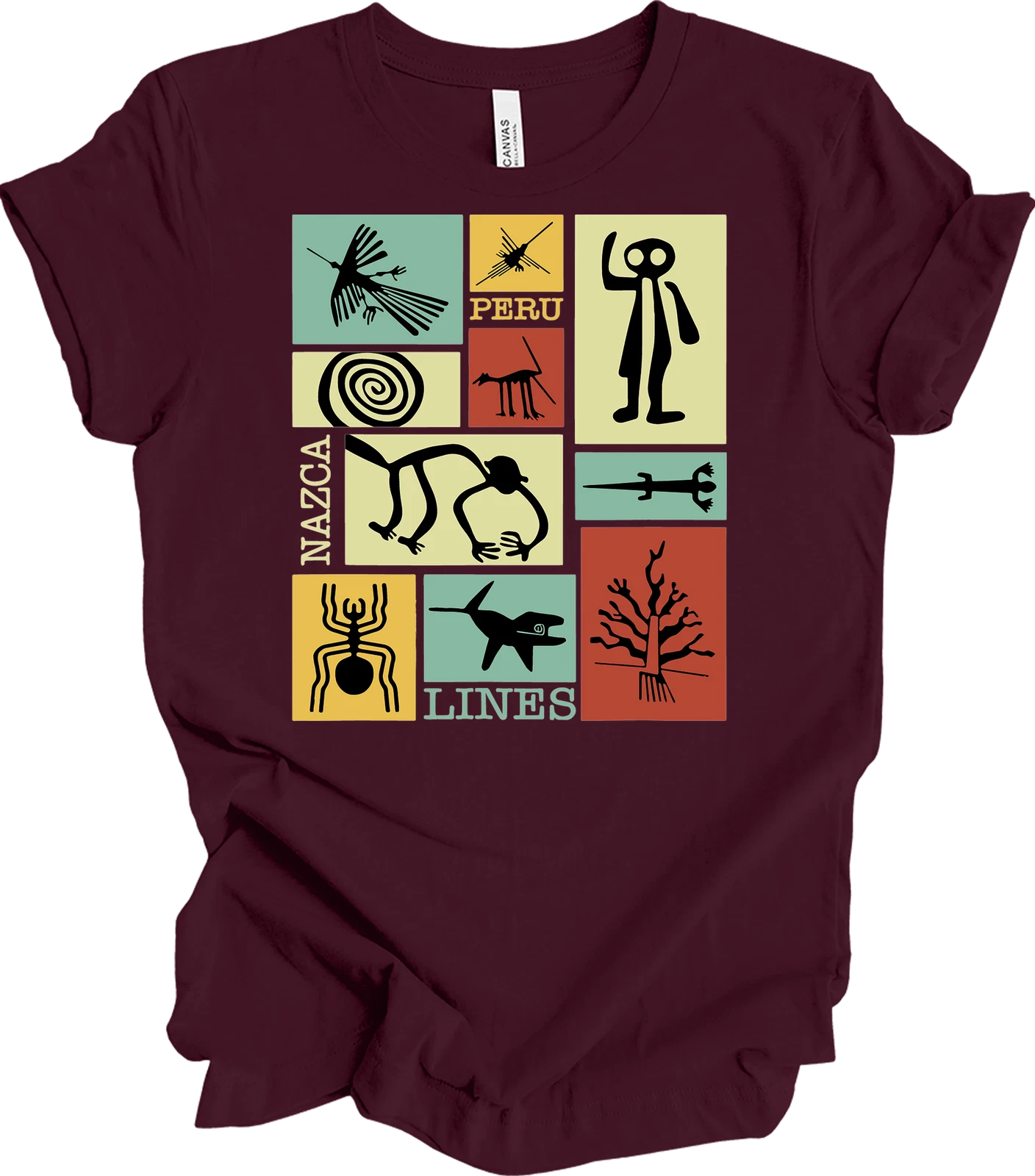 Nazca Lines Peru Geoglyphs Retro T-Shirt Peruvian Condor Monkey Astronaut Art