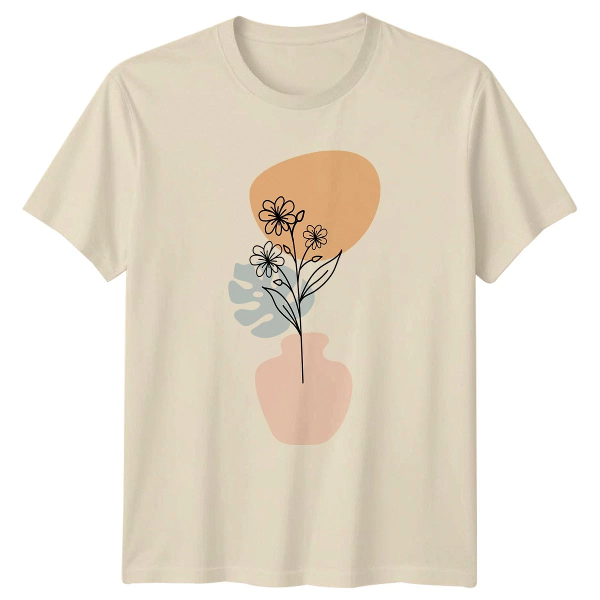 Minimalist Floral Vase T-Shirt Womens Botanical Art Birthday Gift For Her