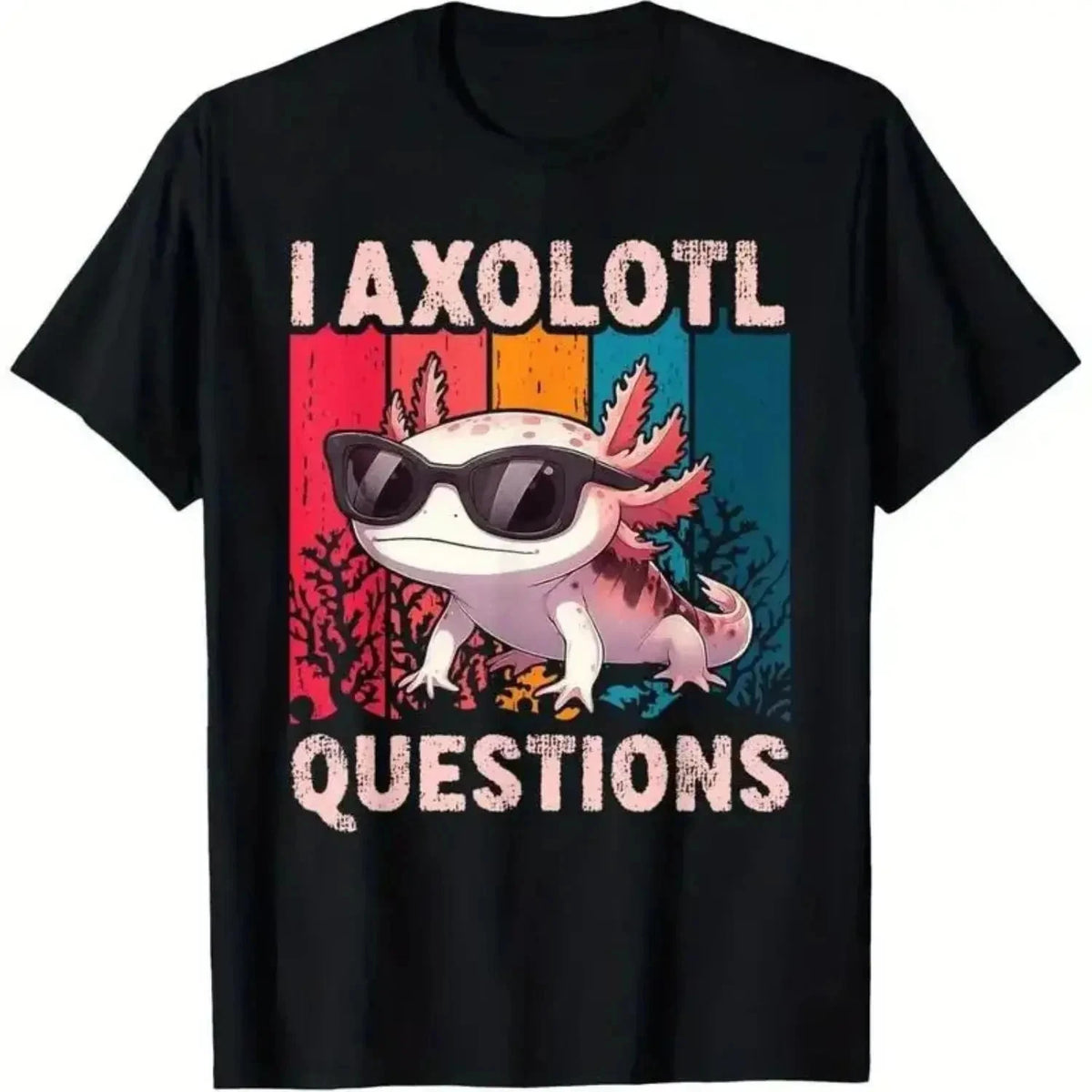 I Axolotl Questions Retro Graphic T-Shirt for Boys & Girls – Fun Casual Short Sl Image 1 of 4