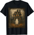 Vintage Ghost Boo Haunted House Halloween Tee for Men and Boys