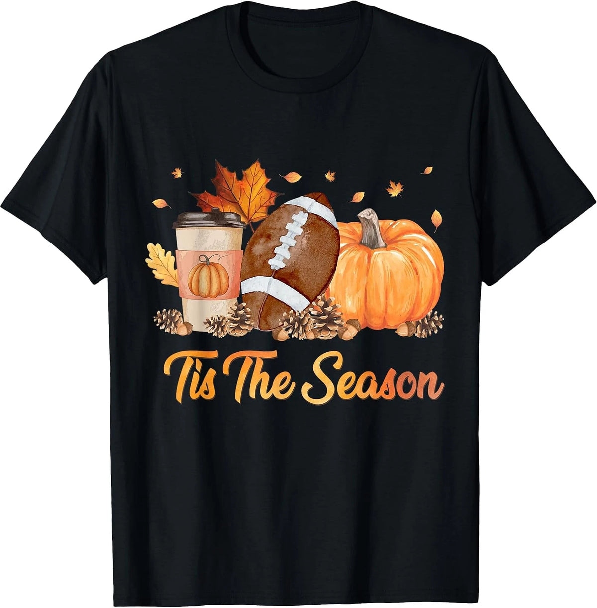 Fall Football Season Pumpkin Spice Graphic Tee for Fans