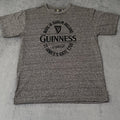 Guinness Graphic Print T Shirt Mens L Gray Felted Raised Signature Logo Tee