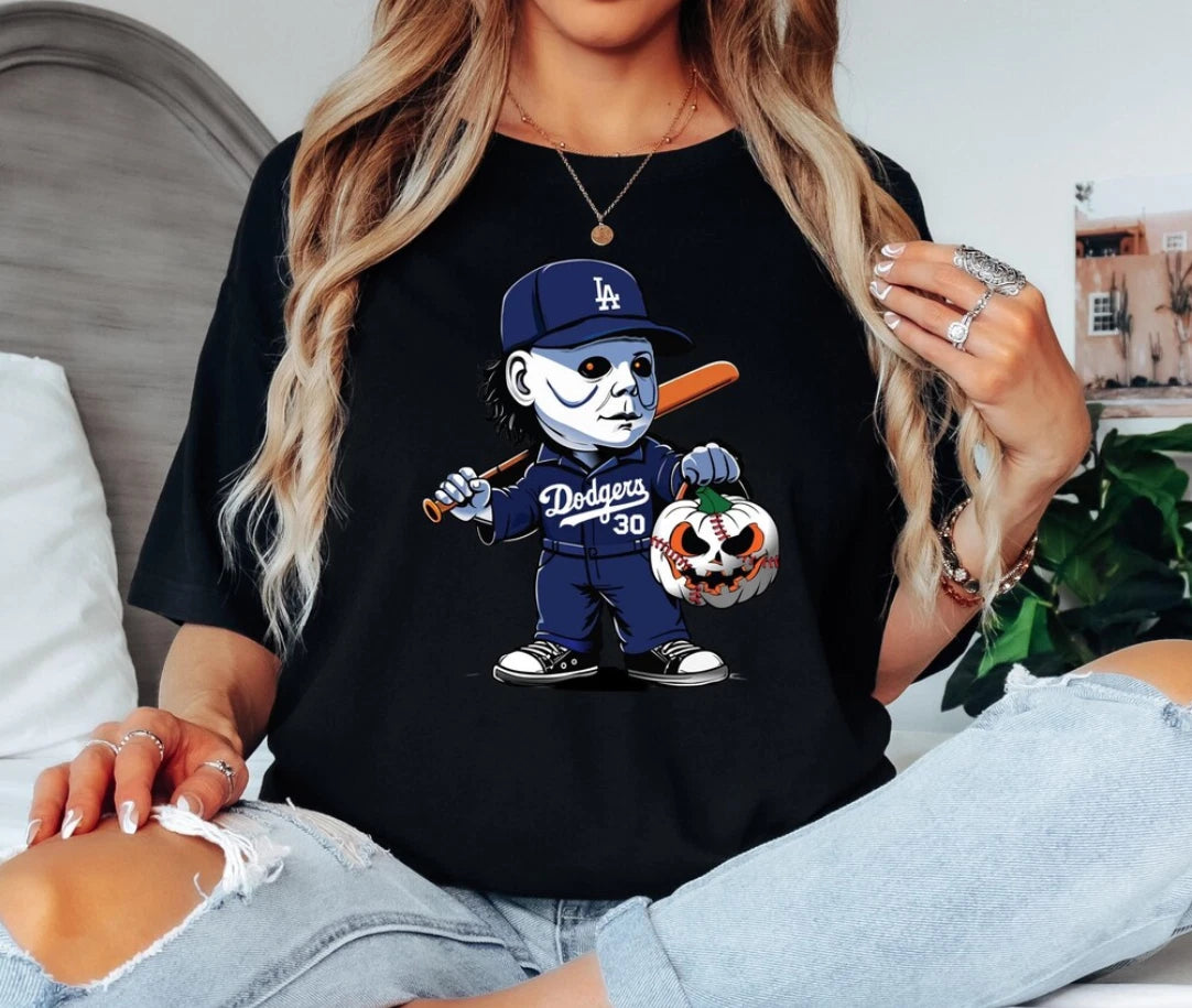 Halloween Dodgers, Horror Movie Baseball, Dodgers 30 Fan Gift Unisex Shirt S-5XL
