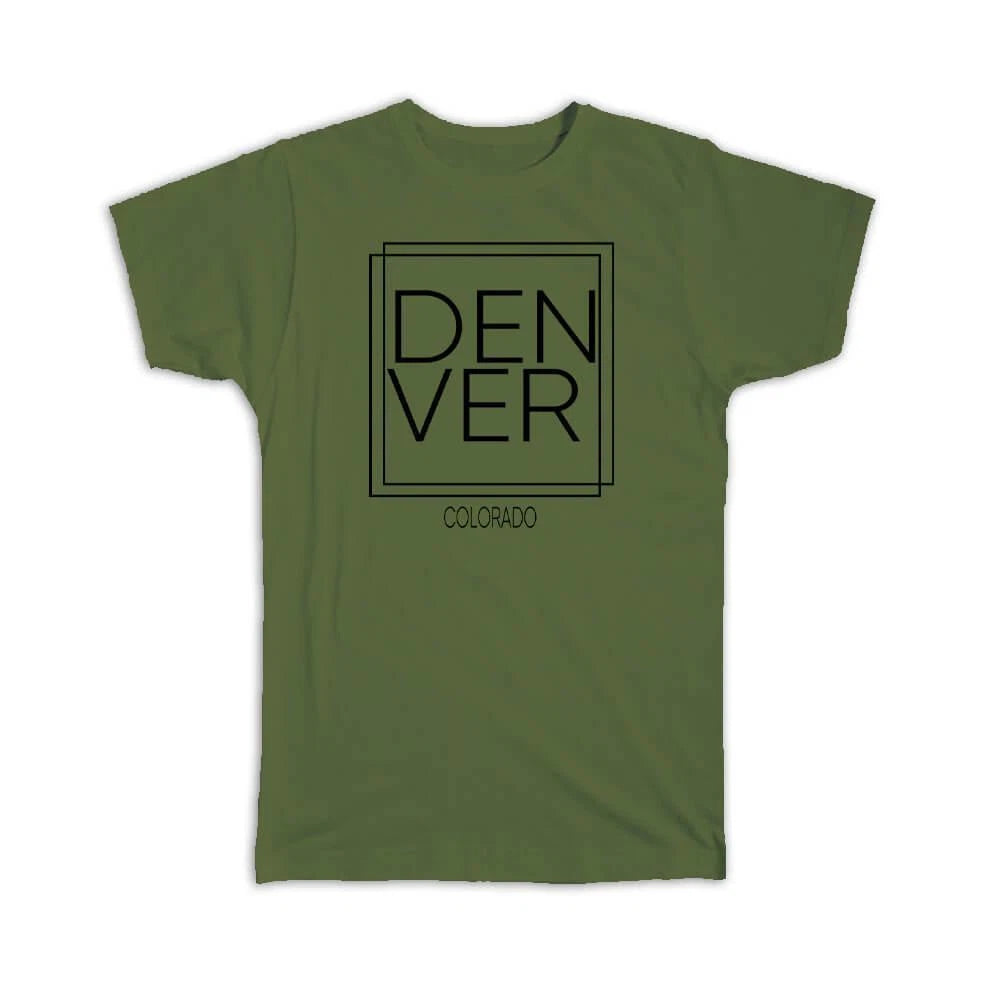 Gift T-Shirt : Denver Colorado Square Modern Minimalist Font