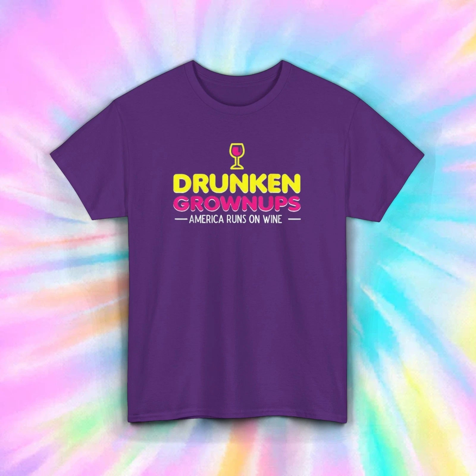Drunken Grownups T-Shirt S-5XL Funny Wine Lover America Runs on Wine Tee