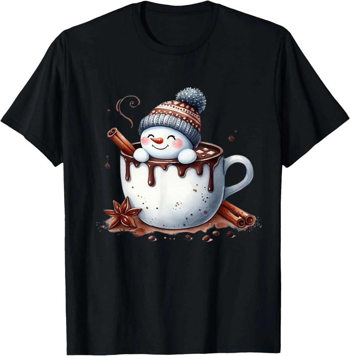 Cute Christmas Hot Chocolate Snowman T-Shirt