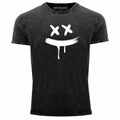 Men's Vintage Shirt Creepy Smile Sneaky Print Shirt T-Shirt Print Distressed Look