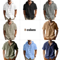 Mens Casual Short Sleeved Hooded Shirt Trendy And Versatile Loose T-Shirt Button
