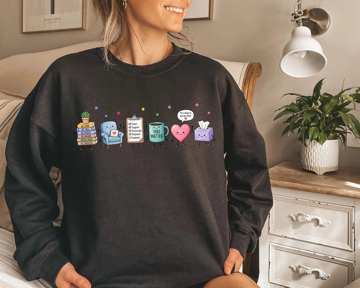 School Counselor Mental Health Matters Therapist Wellness Support Gift Shirt Swe Image 1 of 4