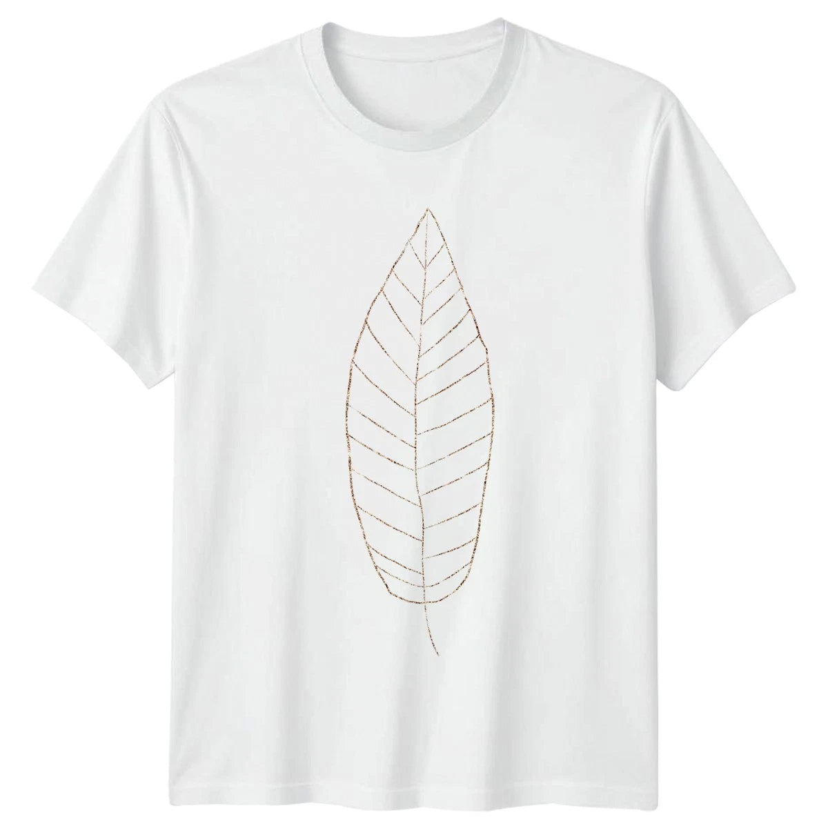 Minimalist Rose Gold Glitter Botanical Leaf Womens T-Shirt Geometric Art Nature