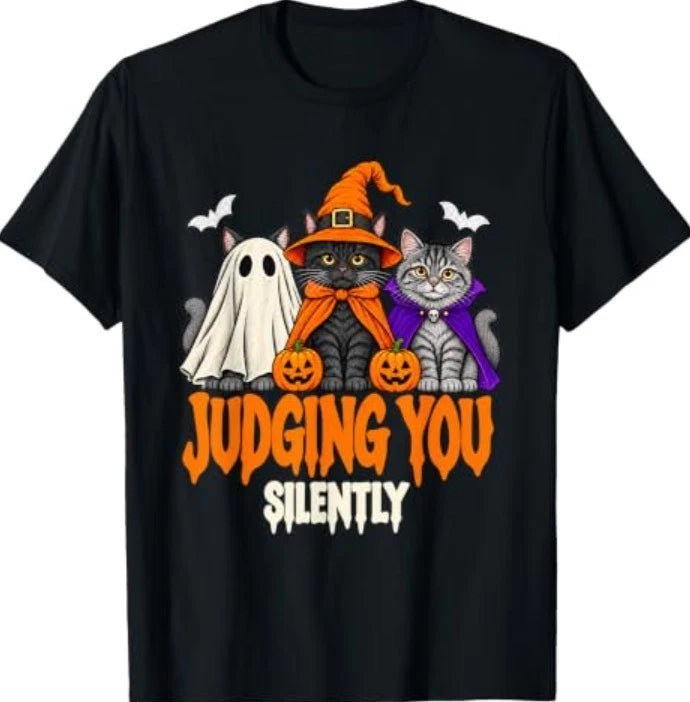 Halloween Cat Judging You Silently for Cat Lovers T-Shirt