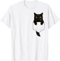 Cute Black Cat Pocket Funny Gifts Cat Mom Cat Dad Cat Lover T-Shirt