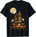 Retro Haunted House Halloween T-Shirt for Spooky Season Fun Image 1 of 3