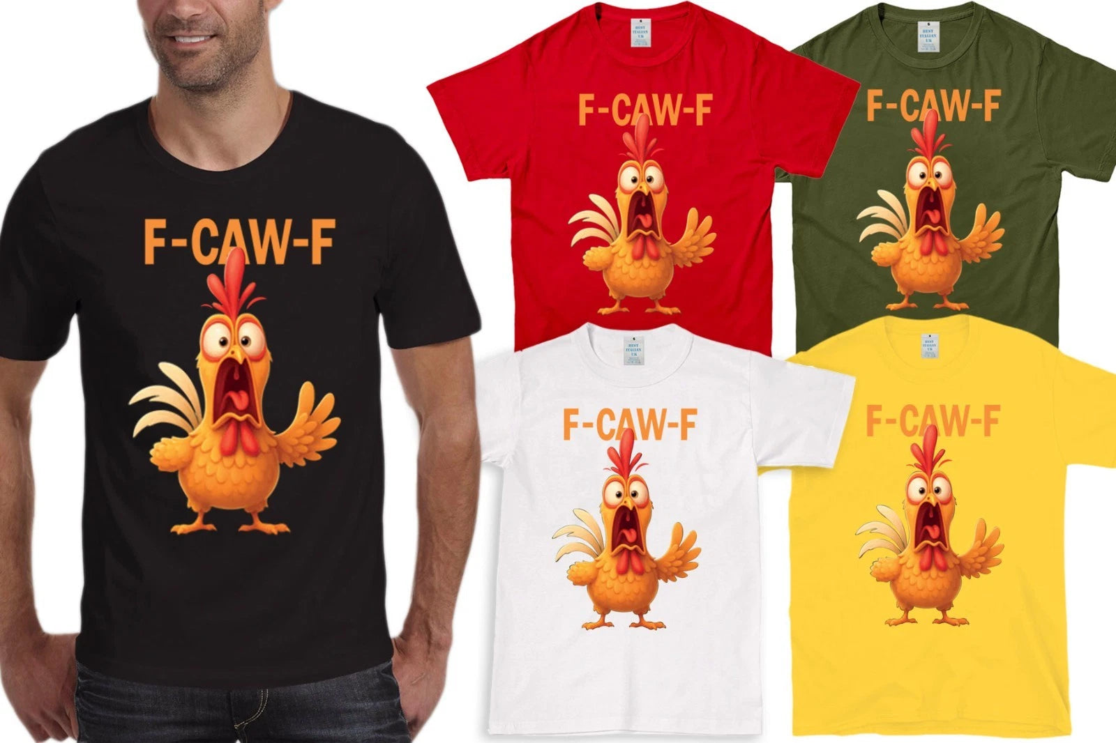 F-Caw-F Funny Chicken T-Shirt Meme Quote Vintage Unisex Tee Top Gift Xmas