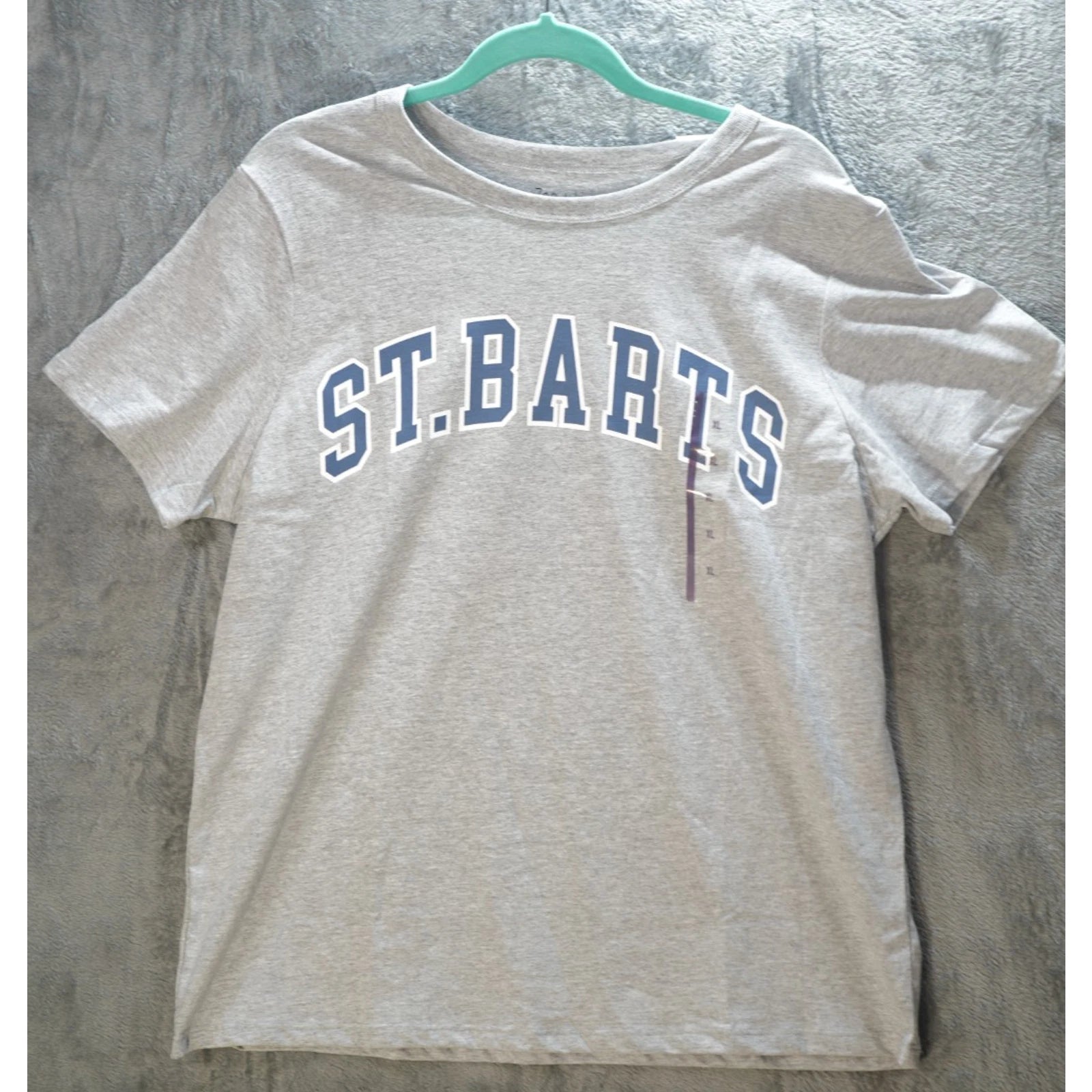 St. Barts Heather Grey Graphic T-Shirt XL Short Sleeve Casual Tee