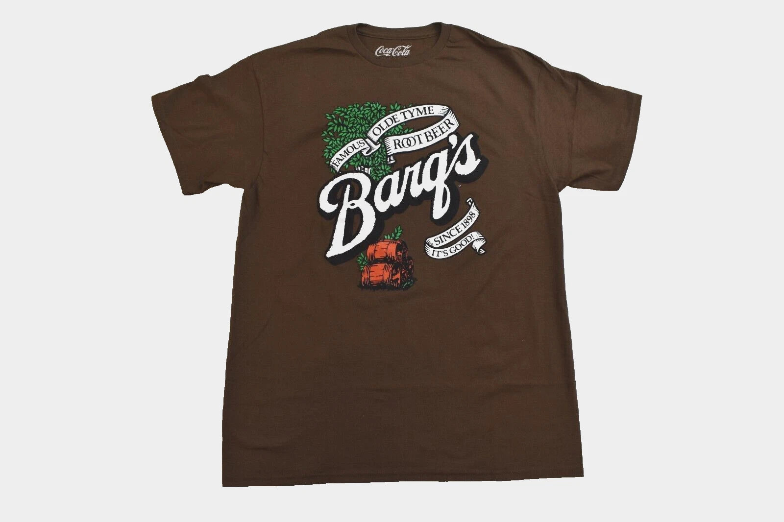 Coca-Cola Mens Barq's World Famous Old-Tyme Root Beer Brown Shirt NWT Medium