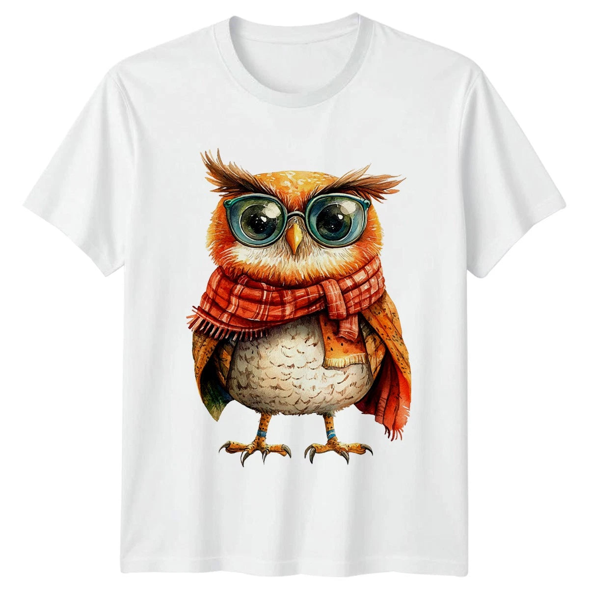 Cute Owl Wearing Scarf And Glasses T-Shirt Nature Bird Lovers Gift
