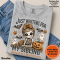 Halloween Big Sister Shirt Just Waiting For My Sibling Pregnancy Reveal Tee