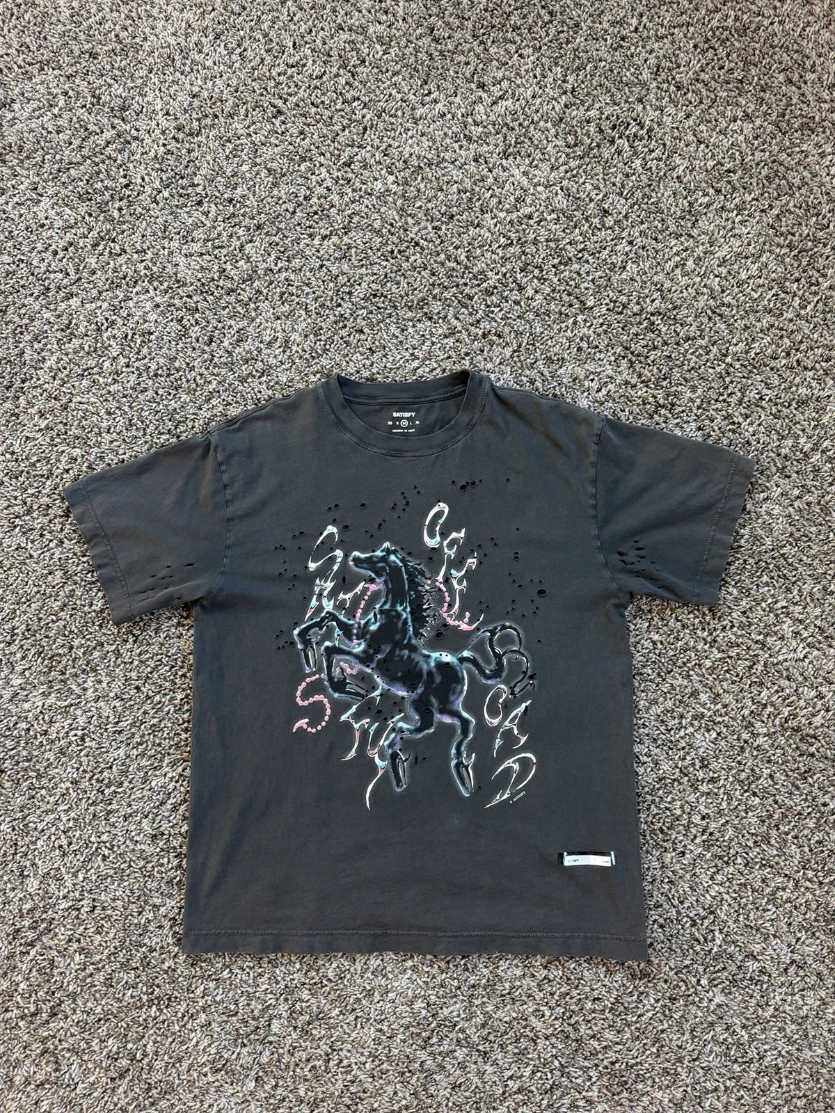 Satisfy Moth Tech Blue Horse T Shirt Size Medium Image 1 of 4