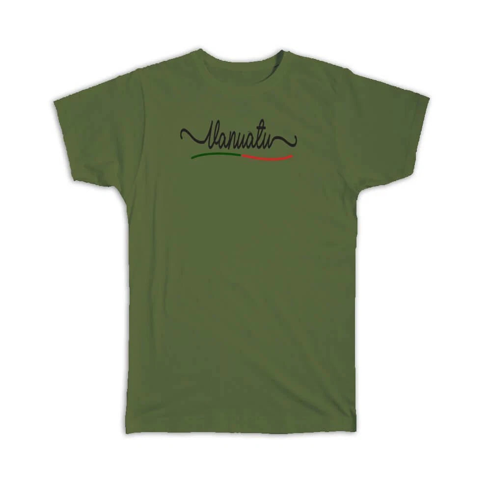 Gift T-Shirt : Vanuatu Flag Colors Travel Expat Country Minimalist