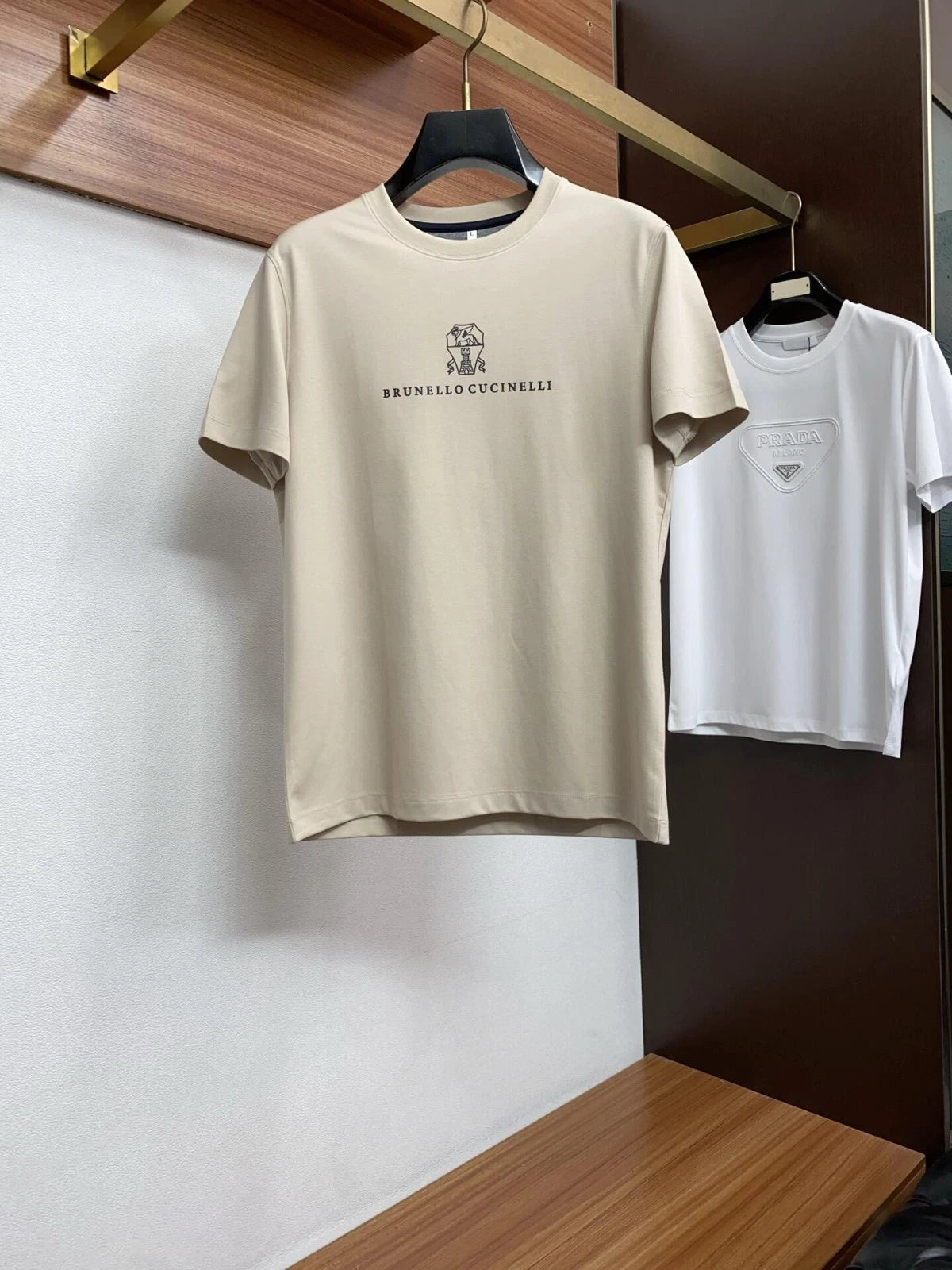 Brunello Cucinelli Men's Casual Soft Round-Neck Short-Sleeve Beige T-Shirt