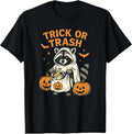 Funny Raccoon Trick or Trash Halloween T-Shirt - Spooky & Fun Design