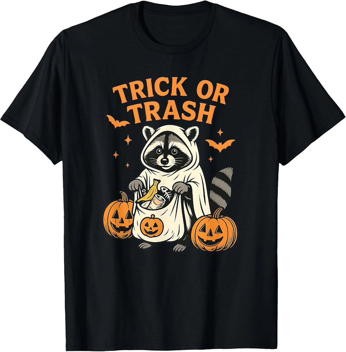 Funny Raccoon Trick or Trash Halloween T-Shirt - Spooky & Fun Design