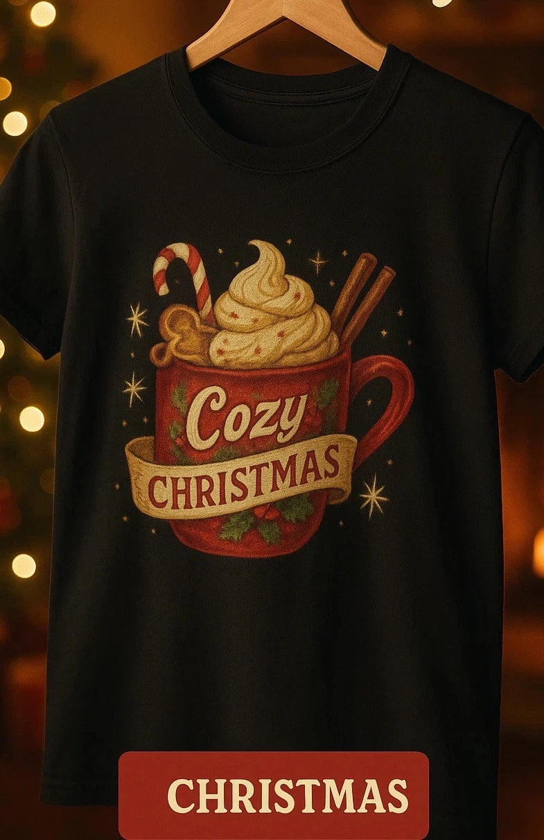 Cozy Christmas Hot Cocoa Mug Graphic T-Shirt