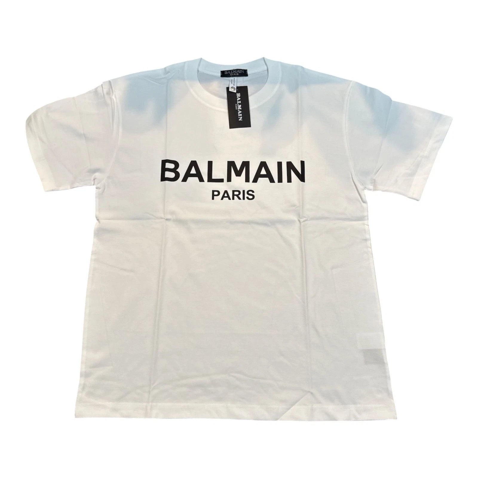 Balmain Paris Unisex White Logo T-Shirt Size L Large Authentic New With Tags