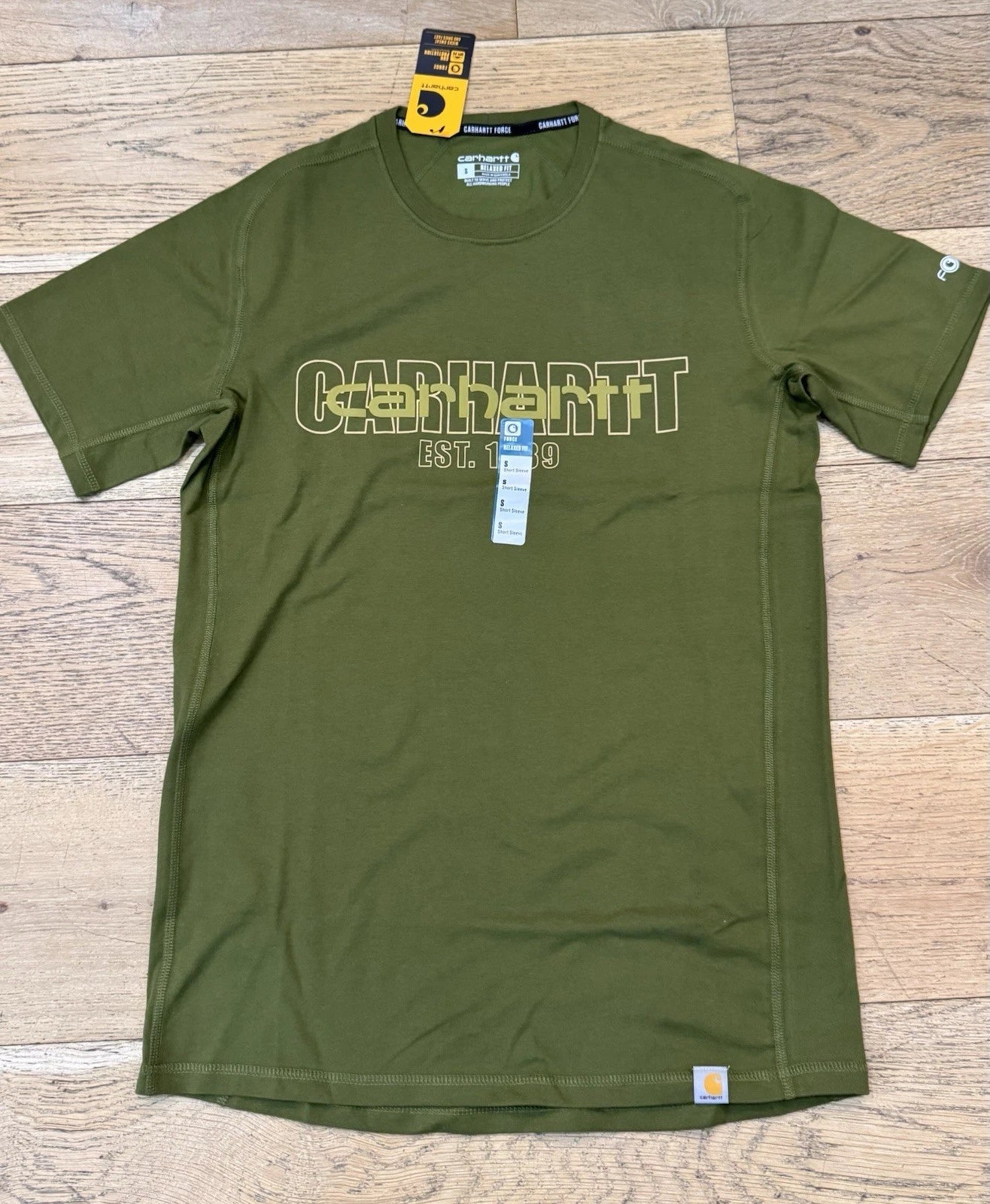 NWT Carhartt Size Small Force Green Graphic Short Sleeve T Shirt 106653 $30