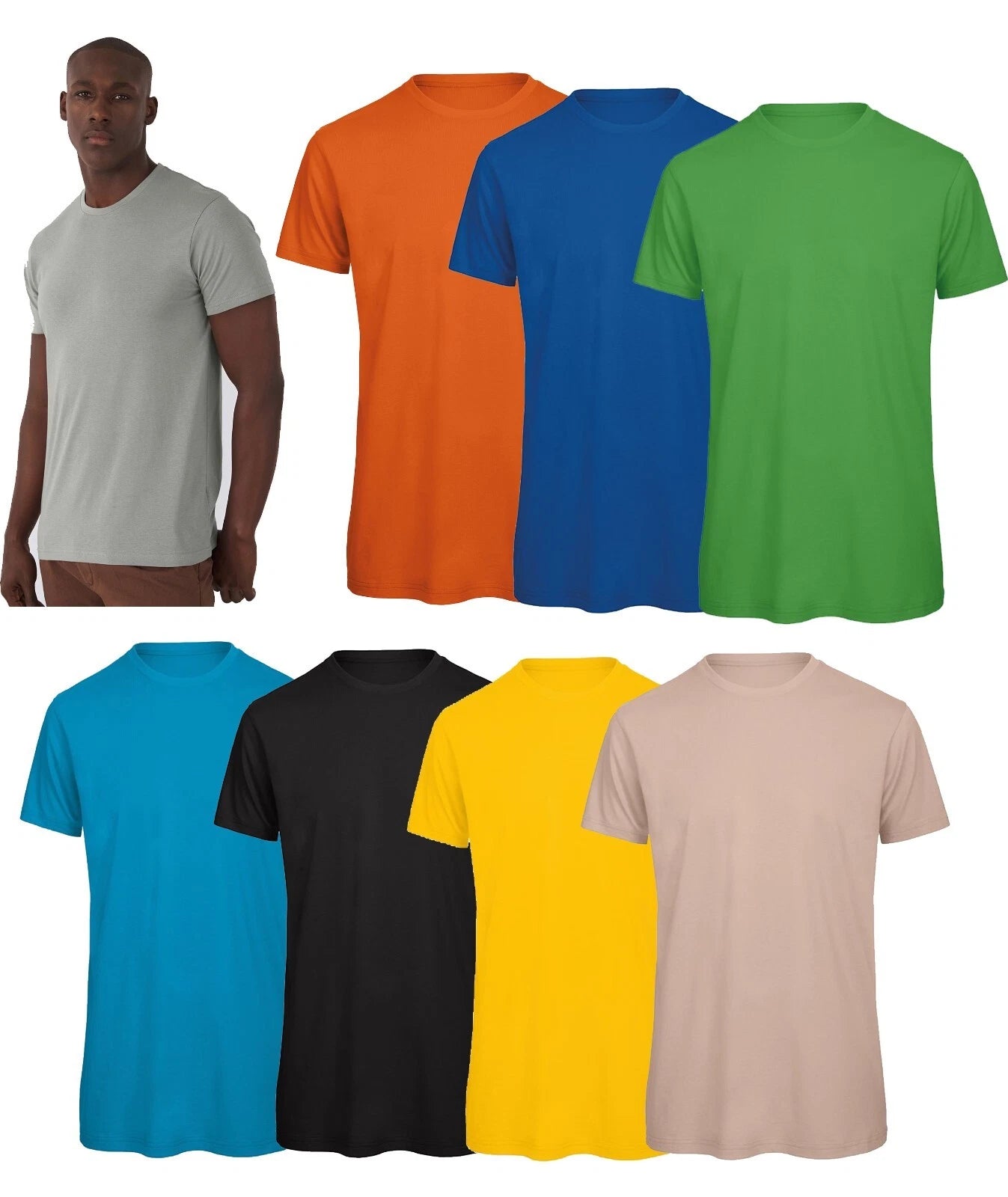 B&C Organic Cotton Mens T-shirt Inspire Luxury Short Sleeve Plain Fit Casual T