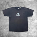 Y2K Anvil Gasoline skater T-Shirt with White Skull and Crossbones Graphic