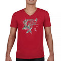 Merry and Bright Cute Christmas V-Neck T-shirt Jolly Santa Clause Xmas Tee