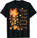 Thankful Grateful Blessed Christian Thanksgiving Fall Leaves Black T-Shirt