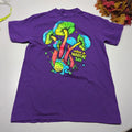 DOM Men's Purple Frog Mushroom Graphic Crew Neck T-Shirt Short Sleeve M