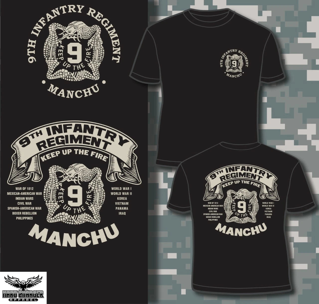 US Army 9th Infantry Regiment Manchu Fort Ord,  Fort Lewis, Fort Carson T-shirt