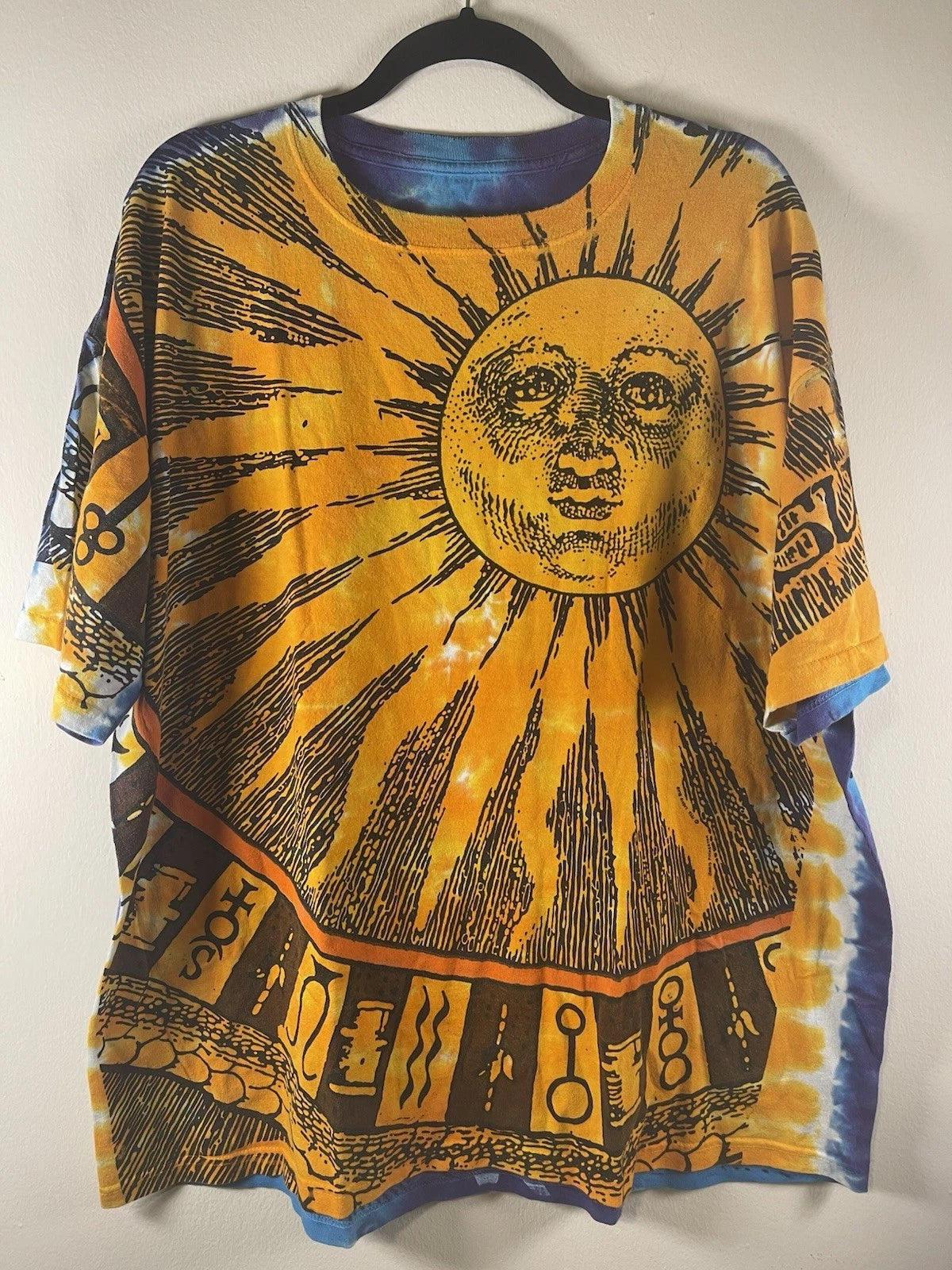 Vintage 1992 Liquid Blue Sun & Moon Tie-Dye TShirt Size XL-Celestial Psychedelic