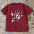 NWT Red Floral Graphic T-Shirt White Flowers Cursive Text Y2K Streetwear Tee