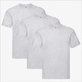 Fruit of the Loom Mens T-Shirt 3-Pack Set Plain Cotton Grey Casual Crew Top