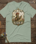Slow Rider Snail Riding Fairy Shirt Whimsical Goblincore Fae Folk Tee Sage XS-2X