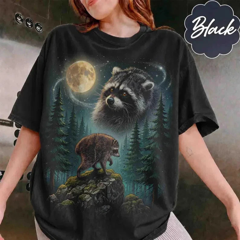 Vintage Jimothy Raccoon Shirt, Seattle Feral Legend, Retro Moon Graphic T-shirt,