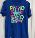 Psycho Bunny Mens T-Shirt Size 4 Medium Blue Graphic Logo Short Sleeve Tee