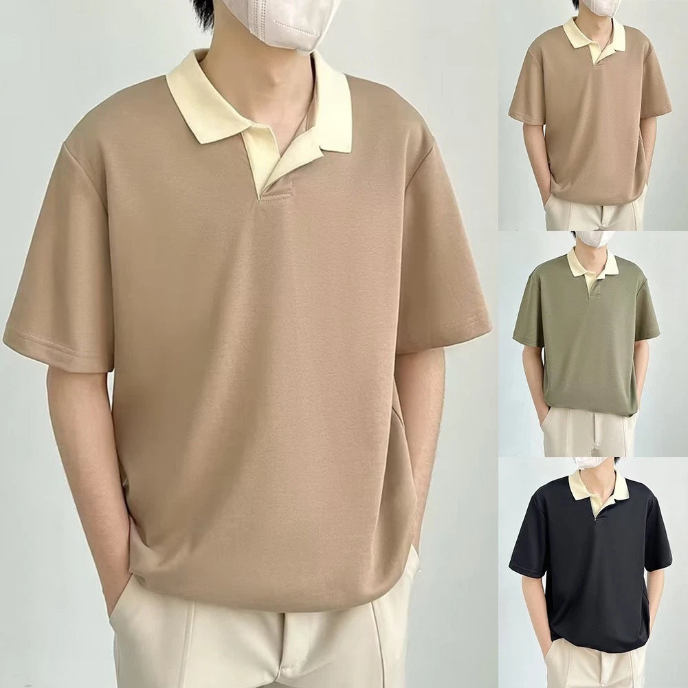 Mens Retro TShirt in Loose Fit Style with Contrasting Colors for Looks