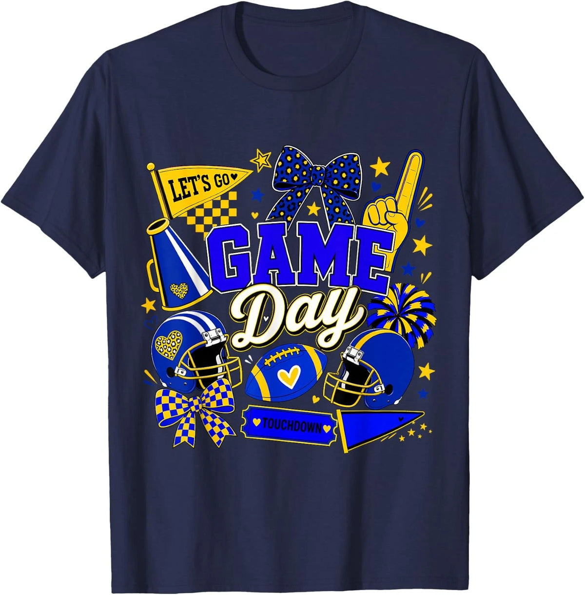Game Day Football Season Blue & Gold Yellow Kids Women Men Unisex T-Shirt