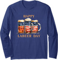 American Flag Beer Happy Labeer Day Funny Long Sleeve T-Shirt