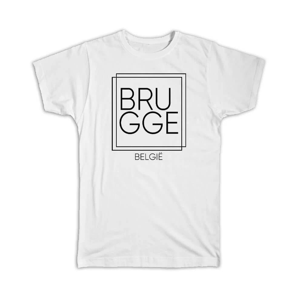 Gift T-Shirt : BRUGGE Belgium Square Modern Minimalist Font