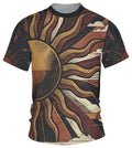 Retro 70s Sunset All Over Print T-Shirt, Boho Sunburst Rays Vintage Tee
