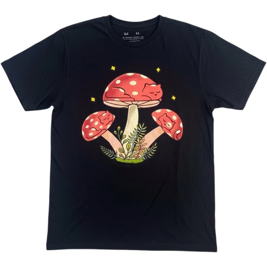 Threadless Mushroom Cat Graphic Tee Small Goblincore Cat Mom Whimsigoth Cottage