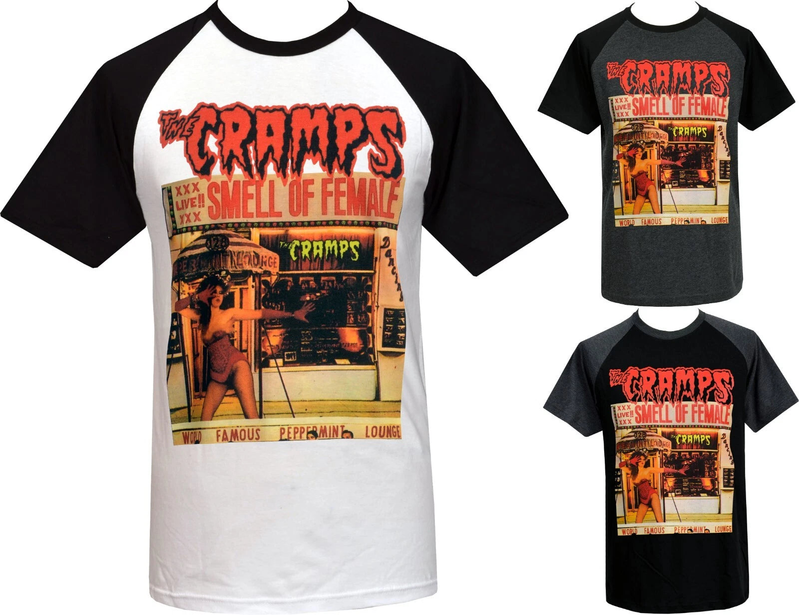 The Cramps Mens Psychobilly Raglan T-Shirt Smell of Female Poison Ivy Garage