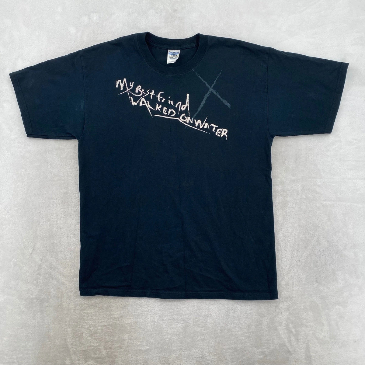 Jesus Tee T-Shirt Mens Large Black My Best Friend Walked On Water Vintage